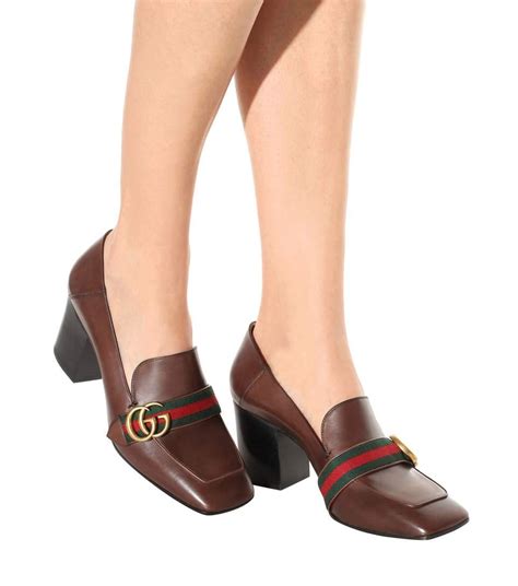 giày gucci leather mid-heel loafer|Gucci loafers for sale.